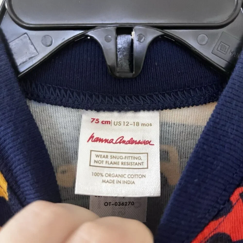 Hanna Andersson Zip Sleeper Traffic Jam Cars Organic Cotton Size 75 US 12-18 Mos